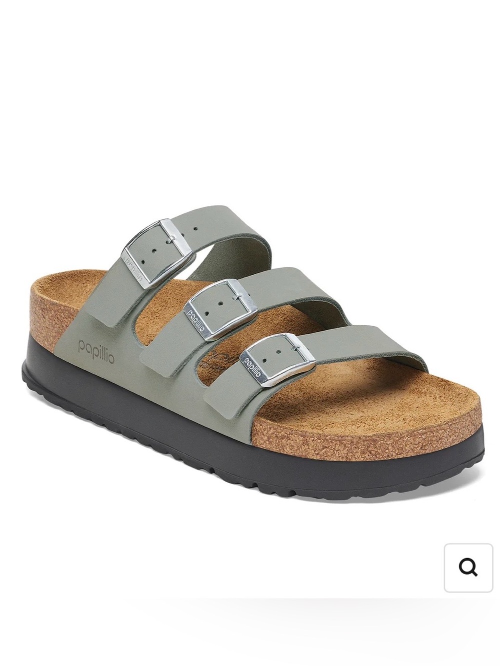 Birkenstock Florida III Papillo Flex Platform . Pure Sage NuBuck . Size 40